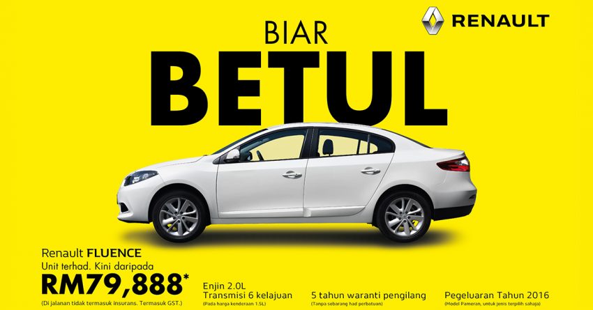 Renault Fluence 2.0L kini dijual di bawah RM80k 534904