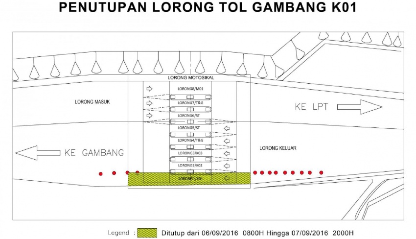 Gambang toll plaza – temporary lane closure on Sept 6 541945