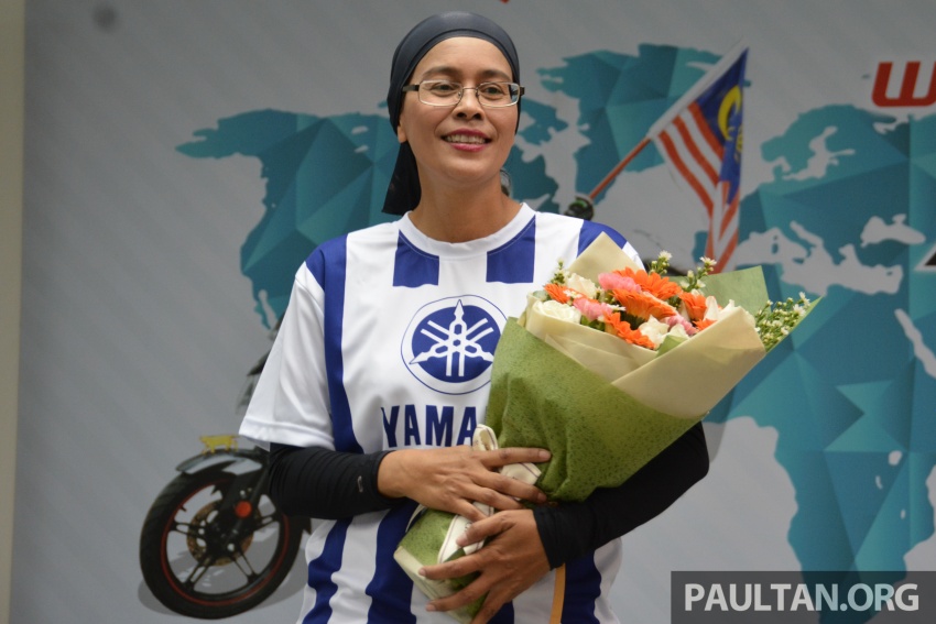 Malaysian Anita Yusof returns from year-long solo round-the-world trip on 2015 Yamaha FZ150i 550473