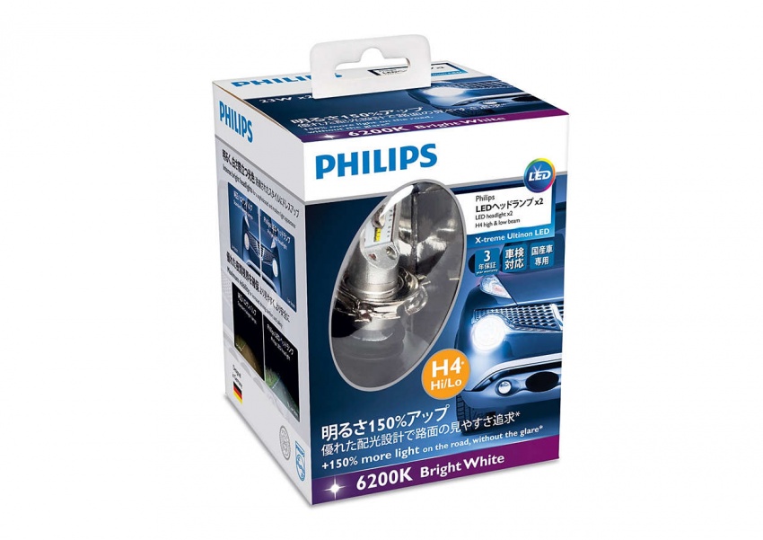 Philips X-treme Ultinon LED H4 available in Malaysia – direct replacement for halogen headlight bulbs 597062