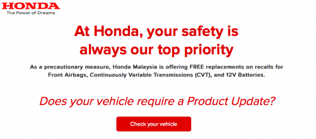 Honda Malaysia airbag recall: calling all affected owners; replacements will only take up to 45 minutes