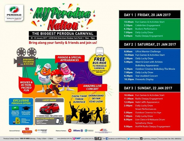 Karnival MYPerodua Nation sedang berlangsung di AEON Mall Shah Alam sehingga 22 Jan ini