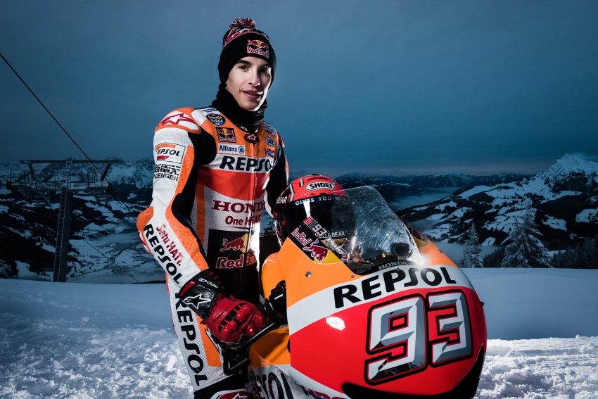 Marc Marquez races MotoGP machine on snow and ice 607431