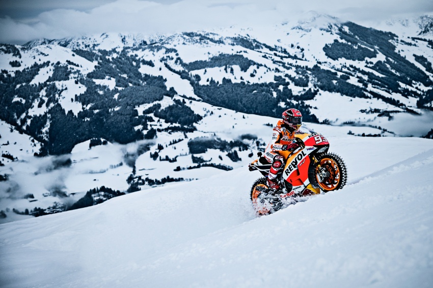 Marc Marquez races MotoGP machine on snow and ice 607432