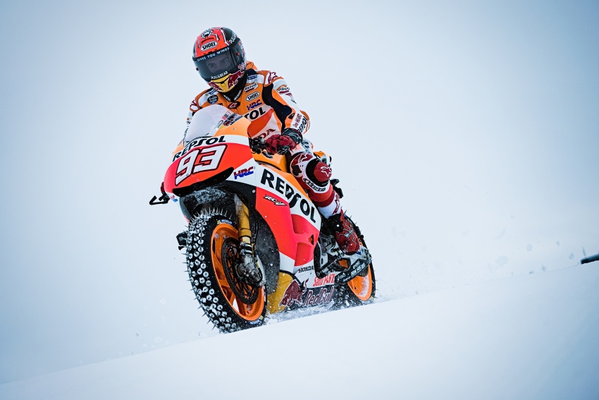 Marc Marquez races MotoGP machine on snow and ice 607420