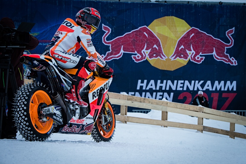 Marc Marquez races MotoGP machine on snow and ice 607421