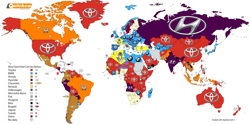 Most searched car brands around the world in 2016 609606