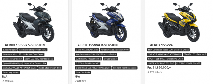 Harga Yamaha NVX atau Aerox 155 sudah keluar di Indonesia – lebih murah berbanding NMax tanpa ABS Image #600414
