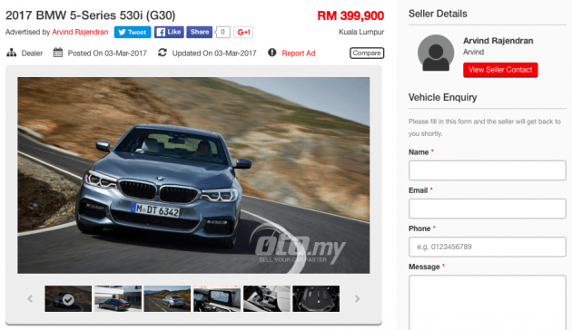 G30 BMW 5 Series appears on oto.my – 530i, RM400k?