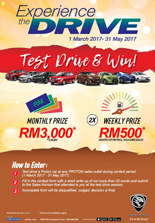 Proton offers 5-year free service on all models; test drive and win cash or petrol vouchers in contest