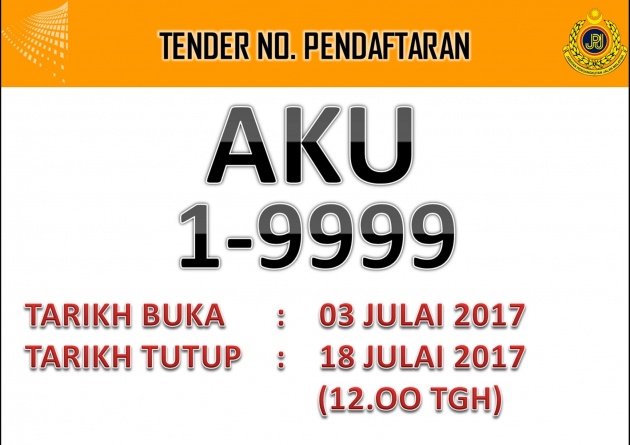 Perak JPJ opens bidding for ‘AKU 8055’ number plate