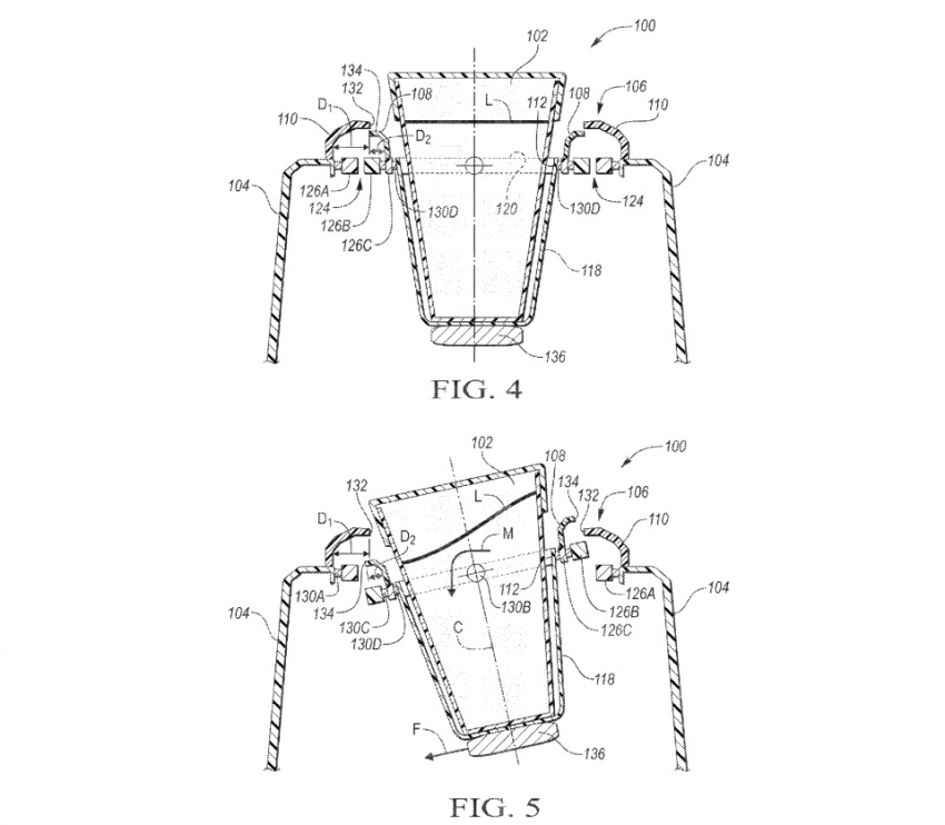 Ford files patent for a self-levelling cup holder design 705164