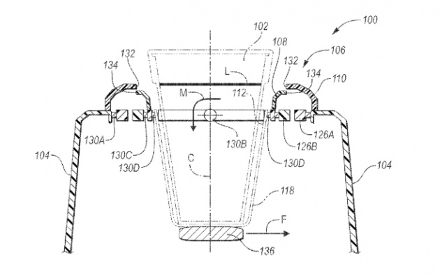Ford files patent for a self-levelling cup holder design