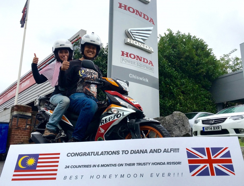 Malaysian couple take Honda RS150R supercub on extended honeymoon ride across 24 countries 706641