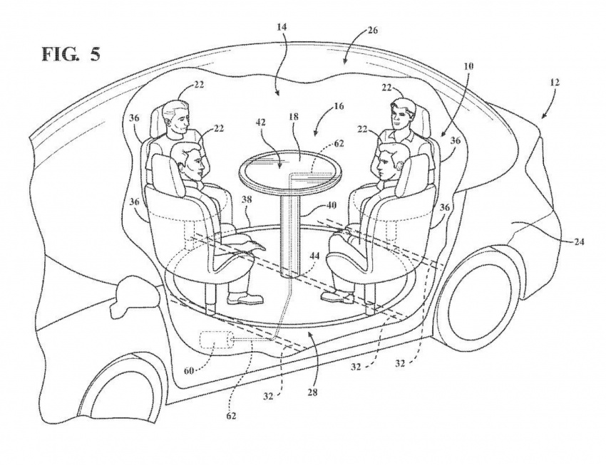 Ford files patent for retractable table with airbag 713665