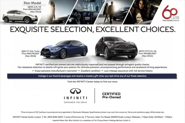 AD: Infiniti Certified Pre-Owned deals – from RM179k!