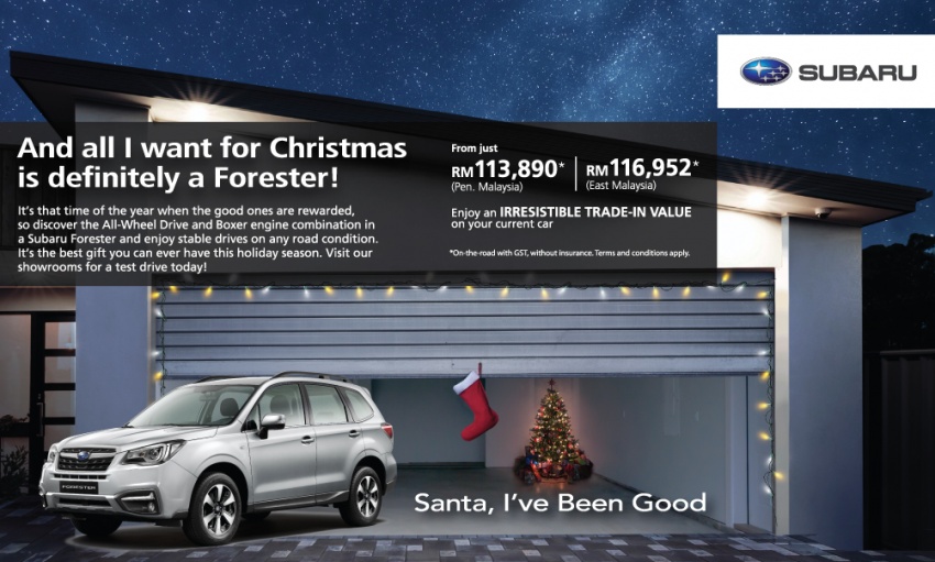 AD: Subaru Christmas specials – XV from as low RM109,968 plus free extras, Forester from RM113,890! 734159