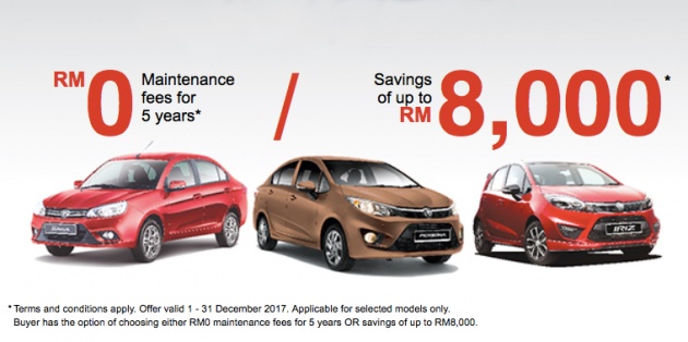 Proton’s December 2017 year-end promo offers five years free maintenance or up to RM8,000 rebate