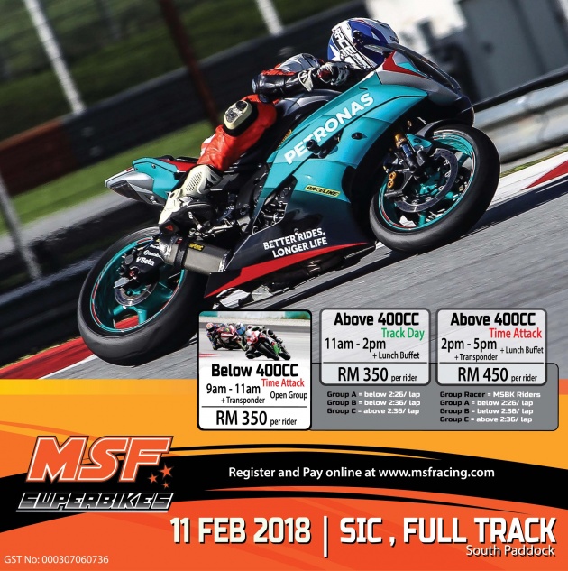 Malaysia Speed Festival (MSF) Superbike Track Day dan Time Attack 2018 – 11 Februari di Litar Sepang