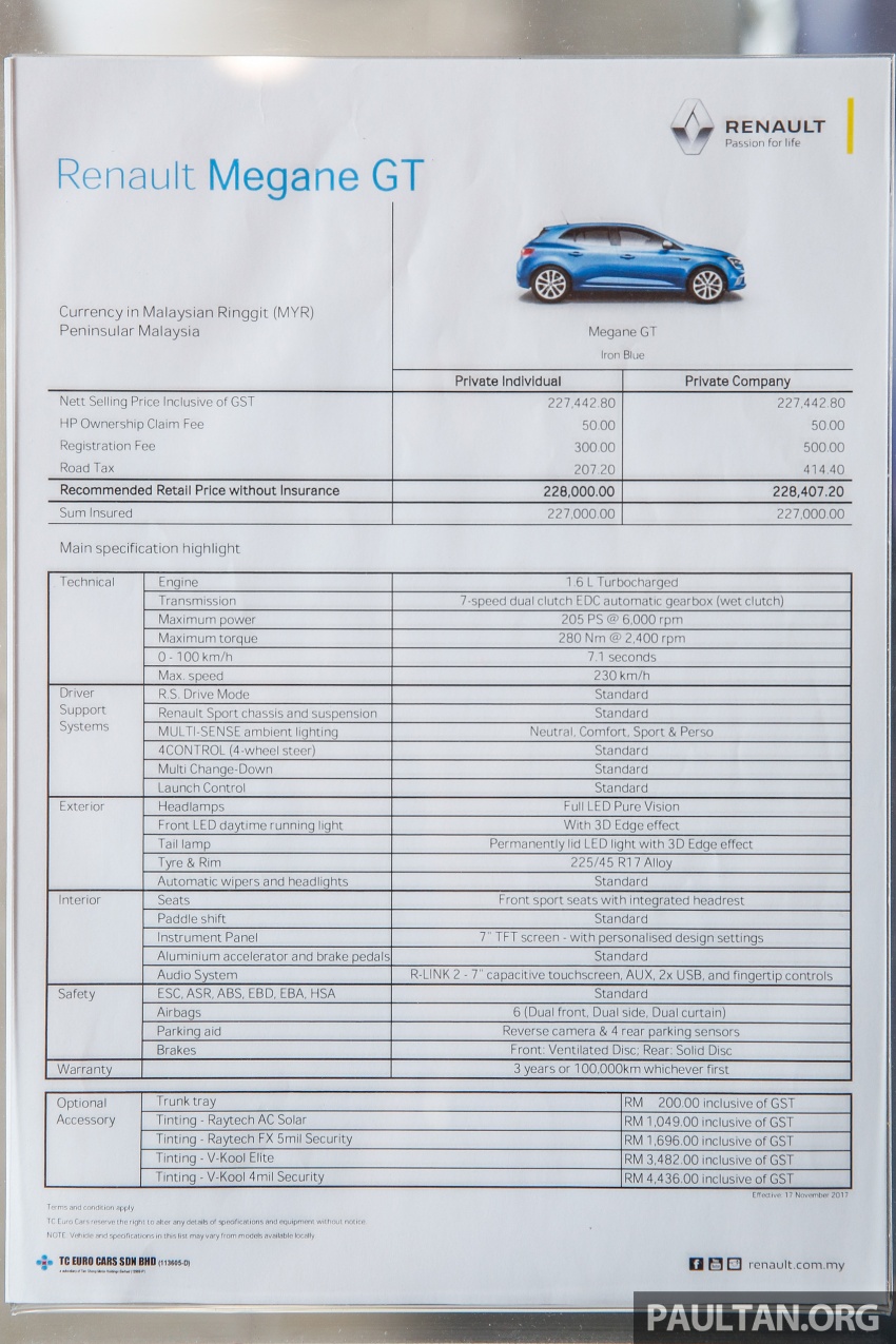 Renault Megane GT on sale in Malaysia – RM228,000 776916