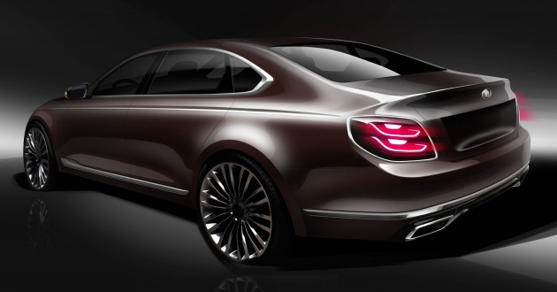 Kia K900 2018 ditunjuk dalam lakaran sebelum diperkenalkan – bakal ke pasaran global mulai Q2 ini