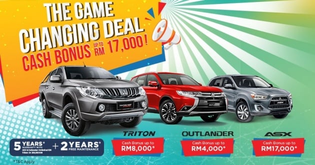 Mitsubishi Game Changing Deal – be rewarded with cash bonuses of up to RM17,000 on all models