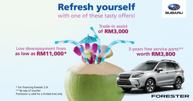 AD: Subaru Forester promo – low downpayment from RM11k, RM3,000 trade-in assist or free service parts