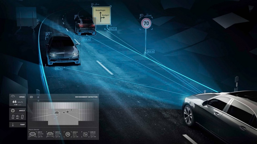 Mercedes-Maybach S-Class tampil lampu hadapan digital yang mampu memancarkan simbol pada jalan 786318
