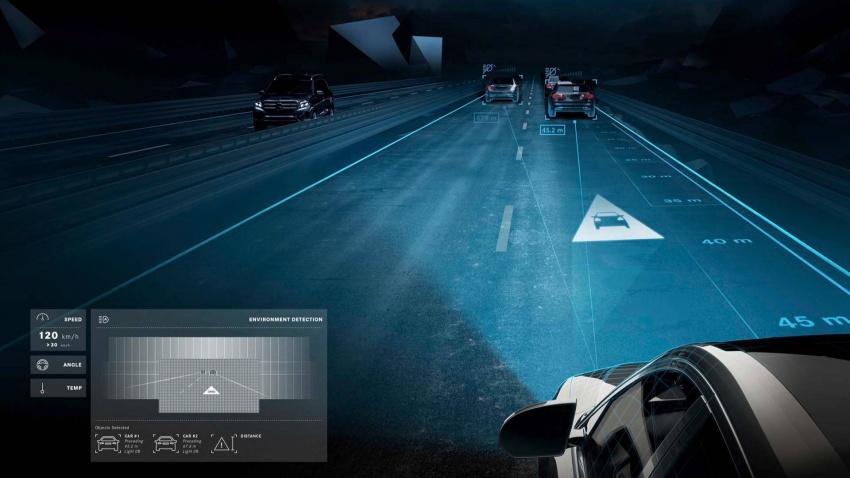Mercedes-Maybach S-Class tampil lampu hadapan digital yang mampu memancarkan simbol pada jalan 786312