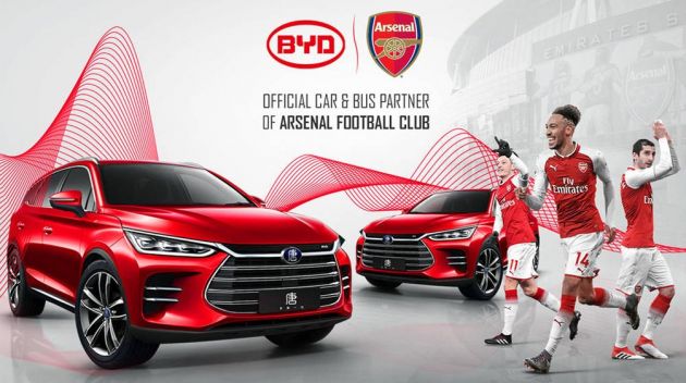 Arsenal sign global electric vehicle deal with BYD Auto