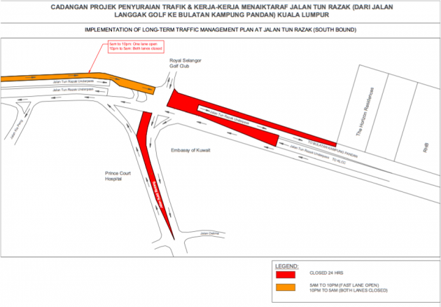 Jalan Tun Razak arah selatan ditutup dari 1 Jun lalu hingga 9 Julai 2019 untuk kerja-kerja penaiktarafan