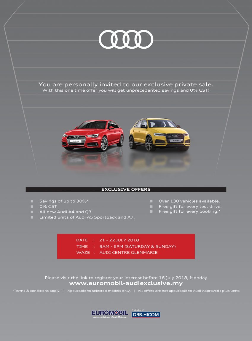 AD: Euromobil Private Sale from July 21-22 – up to 30% off on Audi cars, register your interest by July 16 837436