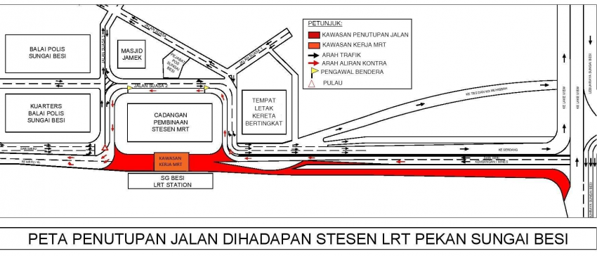 MRT Laluan SSP: Penutupan laluan di Besraya, hadapan jejantas stesen LRT Sg Besi diumumkan 840933