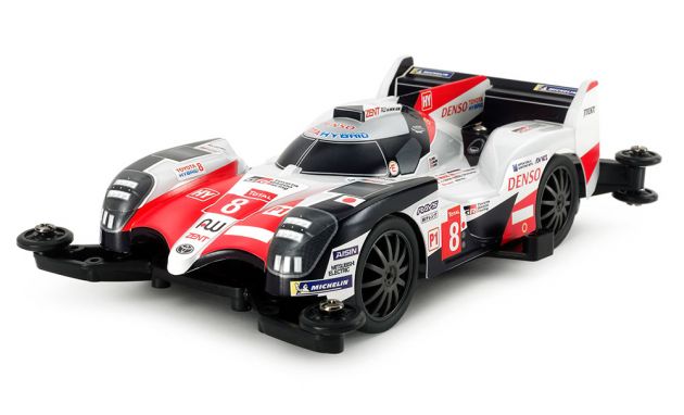 Tamiya umum jentera LMP1 Toyota Gazoo Racing TS 050 Hybrid dalam bentuk kereta lumba Mini 4WD