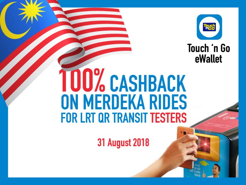 Touch ‘n Go eWallet users to be offered 100% cashback for selected LRT rides on National Day 856147