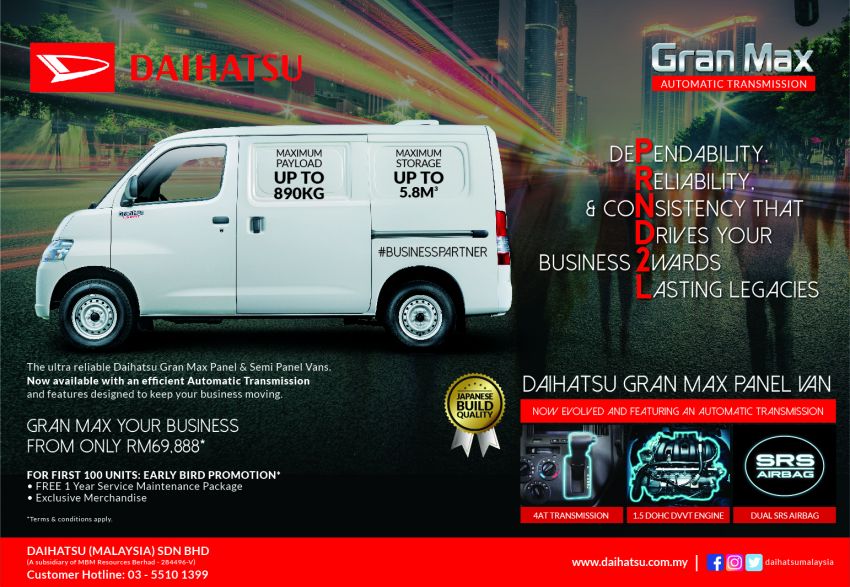 Daihatsu Malaysia perkenalkan van panel Gran Max 1.5L dengan transmisi automatik secara rasmi 857680
