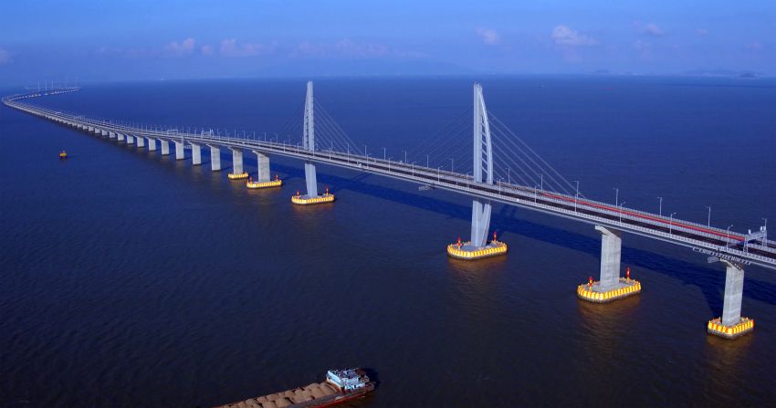 World’s longest sea-crossing bridge opens in China – 55 km in length; links Hong Kong, Macau and Zhuhai 877600