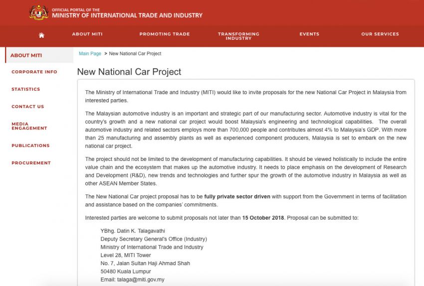 MITI invites proposals for new national car project 869460