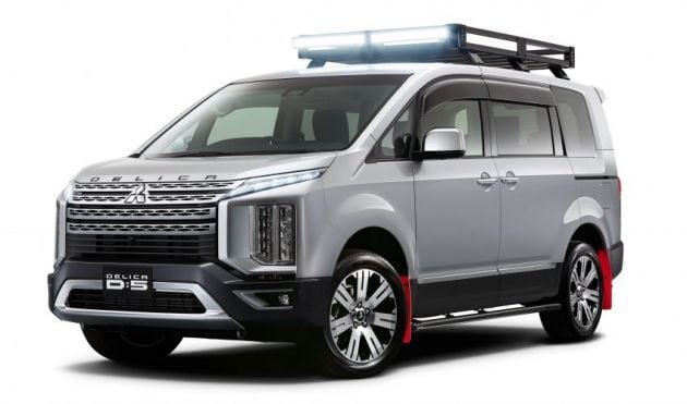 Mitsubishi Delica D:5 dengan aksesori seperti kenderaan <em>off-road</em> akan dipamerkan di TAS 2019