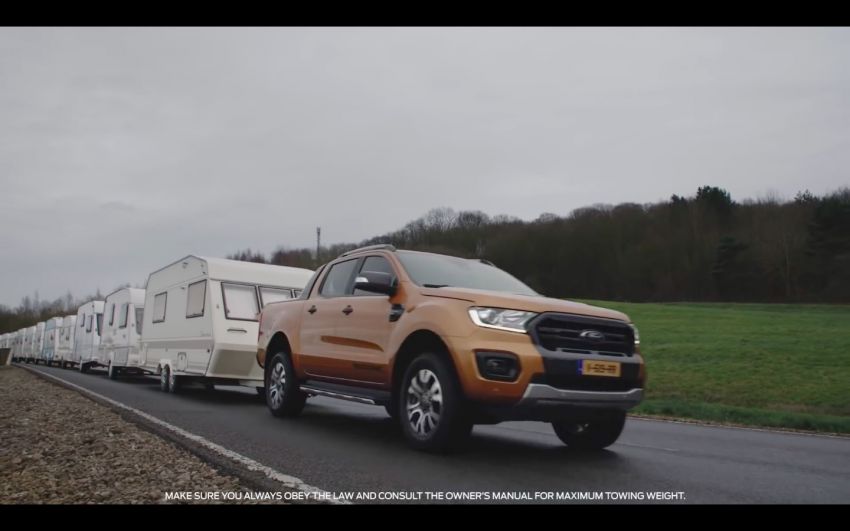 VIDEO: Ford Ranger Wildtrak Eropah tarik 20-karavan 916211