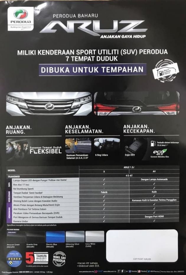 Perodua Aruz bakal dilancarkan – SUV 7-tempat duduk dengan enjin EEV 1.5L, dua varian dan ASA 2.0