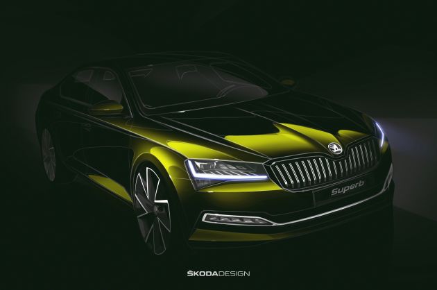 2019 Skoda Superb facelift teased in design sketch