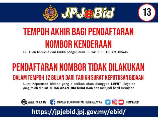 JPJ teruskan sistem bidaan nombor pendaftaran atas talian untuk Wilayah Persekutuan, VDN bermula 21 Jun