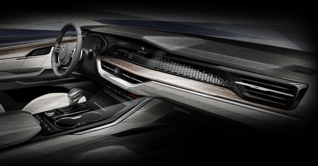 2020 Kia Mohave – interior sketch of ladder-frame SUV
