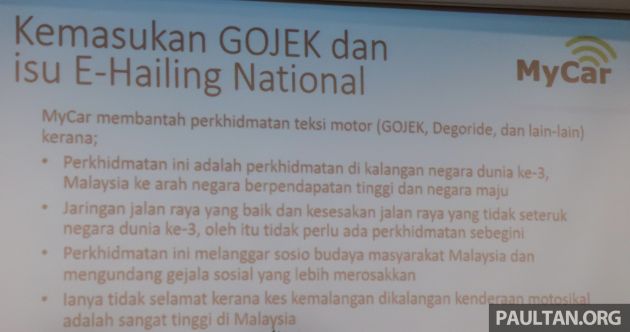 MyCar tidak setuju pelaksanaan teksi motosikal, mahu kerajaan sokong e-hailing tempatan sedia ada