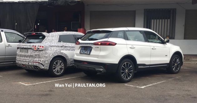 SPIED: Proton X50 next to X70 CKD with taped up wheel caps and front emblem – new Proton logo?
