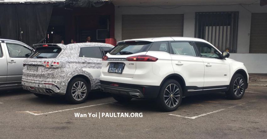 SPIED: Proton X50 next to X70 CKD with taped up wheel caps and front emblem – new Proton logo? 1014912