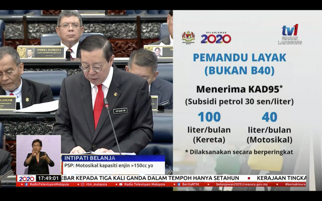Budget 2020: Kad95 for non-BSH recipients – fuel subsidy up to RM30/mth for cars, RM12/mth for bikes