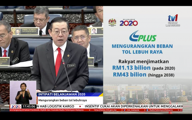 Budget 2020: PLUS Malaysia to offer 18% discount on toll charges from 2020 – motorists save RM1.13 bil