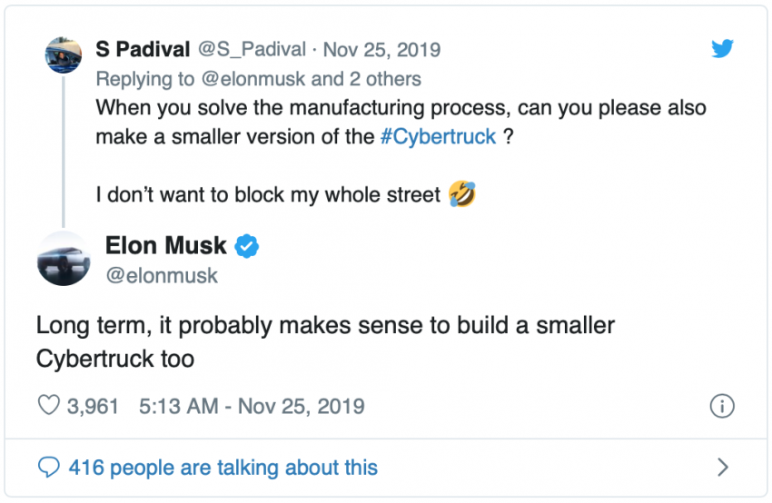 Smaller Tesla Cybertruck project sensible – Elon Musk 1051245